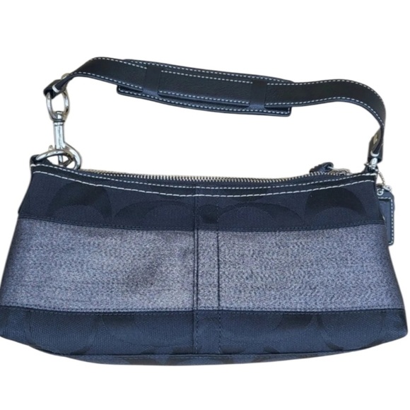 👛 Vintage COACH Signature Black Canvas Leather Mini Shoulder Hobo Handbag 11096 - Picture 2 of 6